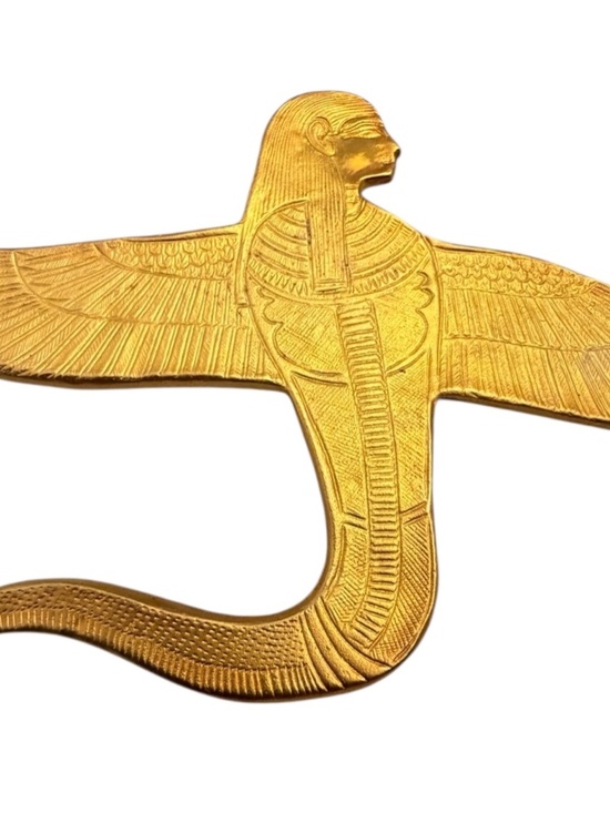 MMA, Metropolitan Museum of Art, NYC Jewelry - MMA King Tut, 24k gold plated PENDANT, cobra goddess Wadjet, RARE!